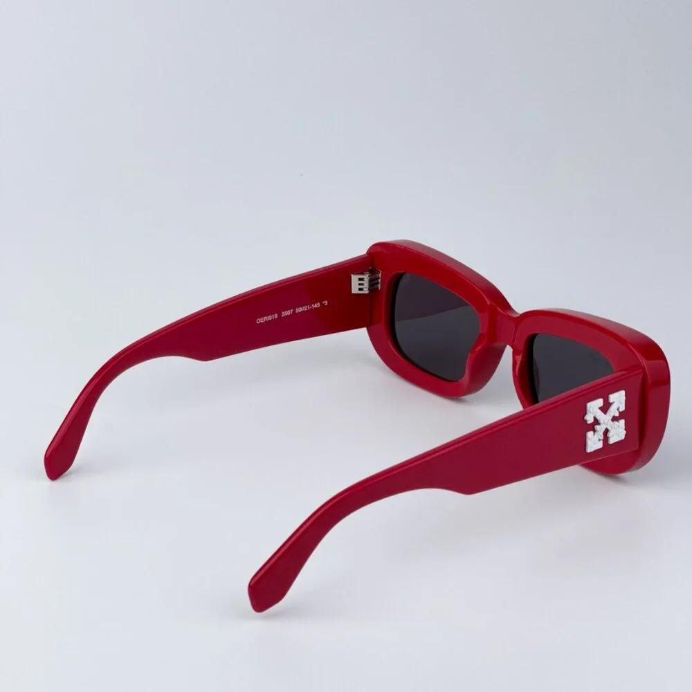 Off-White CARRARA 507 BRAND NEW Sunglasses Red Dark Grey Unisex Rectangular